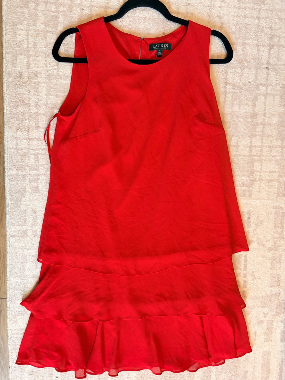 Lauren Ralph Lauren Red Sleeveless Layered-Detail Dressy Vest